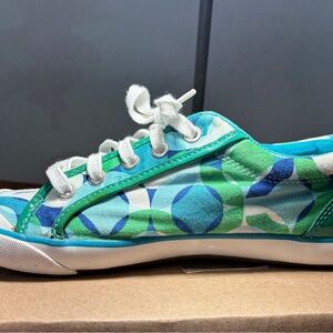 Coach Blue and Green Patterned Sneakers